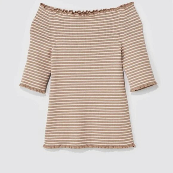 NEW ADEAM x Caroline Murphy // beige & white off-the-shoulder top // Large - Picture 3 of 6